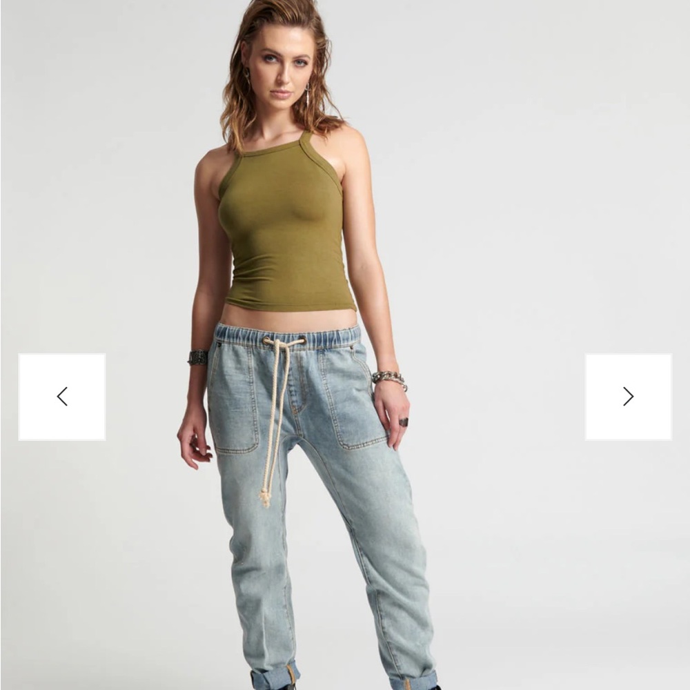 SOLD OUT Shabbies Low Waist Drawstring Boyfriend Denim Jeans - Montana